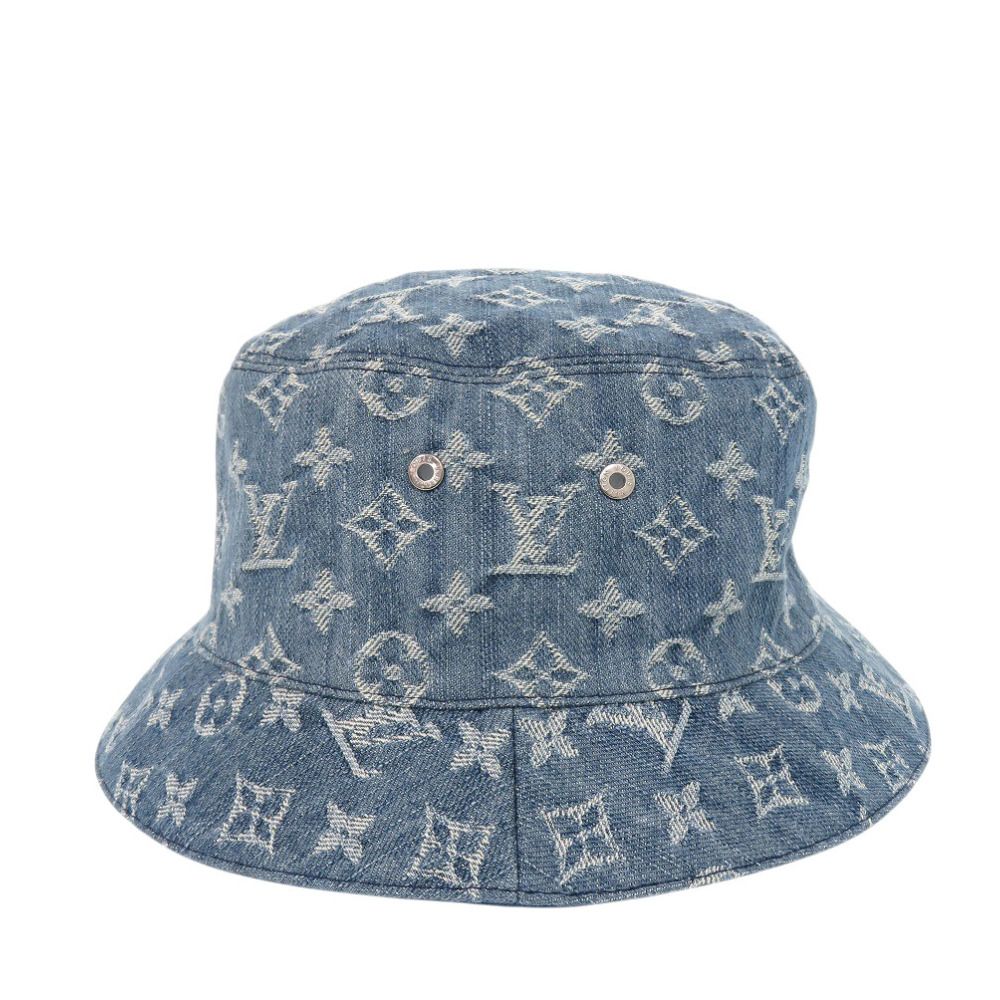 ルイヴィトン LOUIS VUITTON ハット モノグラムエッセンシャル ボネ バケットハット M78774 ブルー系 美品 ルイ ヴィトン バケットハット モノグラム エッセンシャル M78772