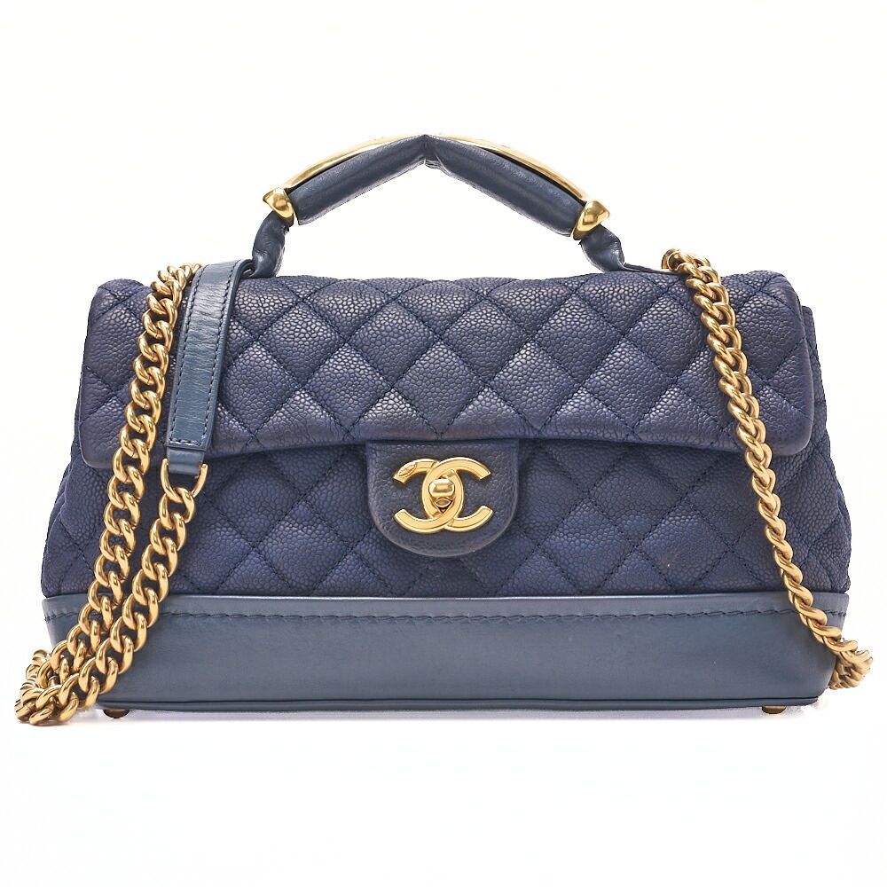 シャネル CHANEL マトラッセ バッグ ショルダーバッグ キャビアスキン ブルー Blue 青 シルバー金具 チェーンショルダーバッグ ココマーク ターンロック シングルフラップ Sフラップ CHANEL - シャネル CHANEL マトラッセ バッグ ショルダーバッグ