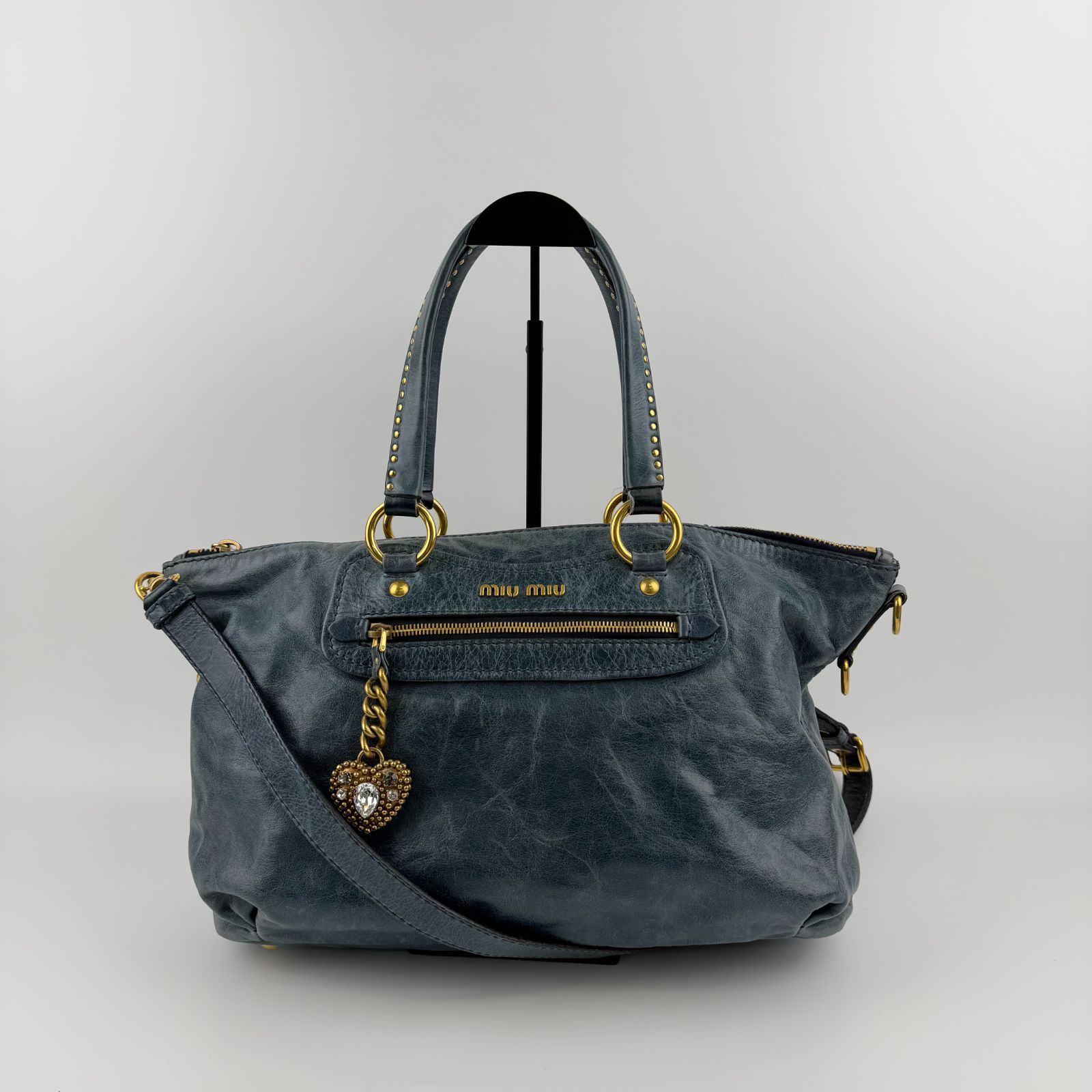 Miu Miu ブルー レザー ショルダーバッグ 中古MIU MIU ミュウミュウ 