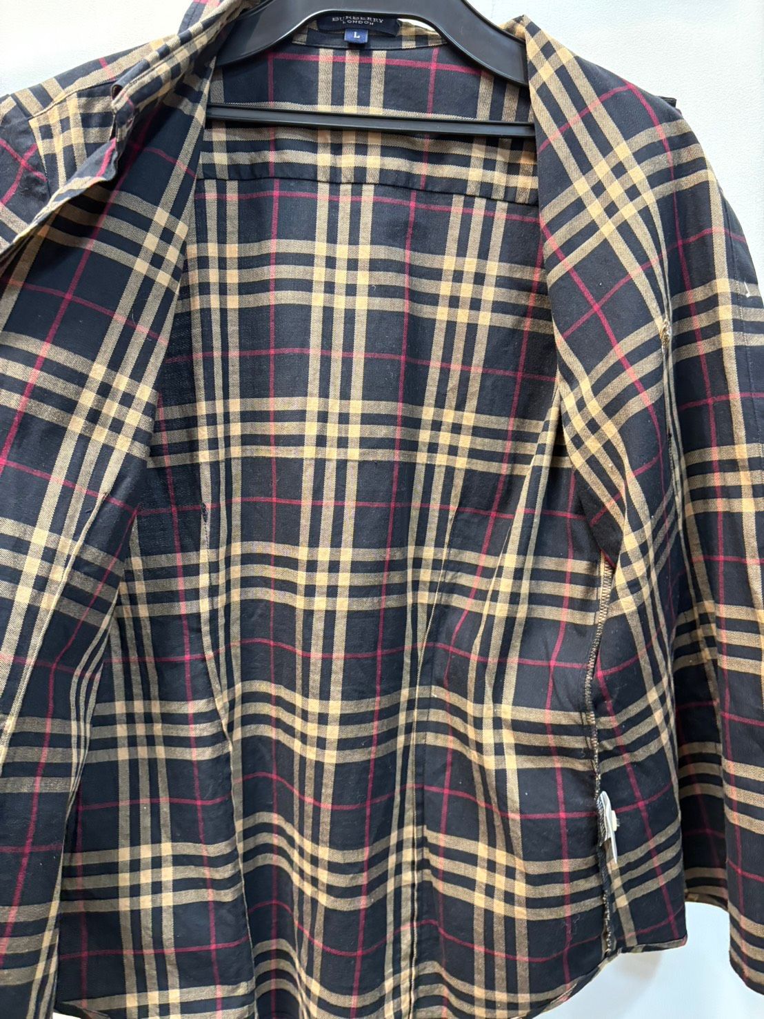 ◇BURBERRY バーバリー ノバチェック 半袖シャツ Lサイズ 赤×黄