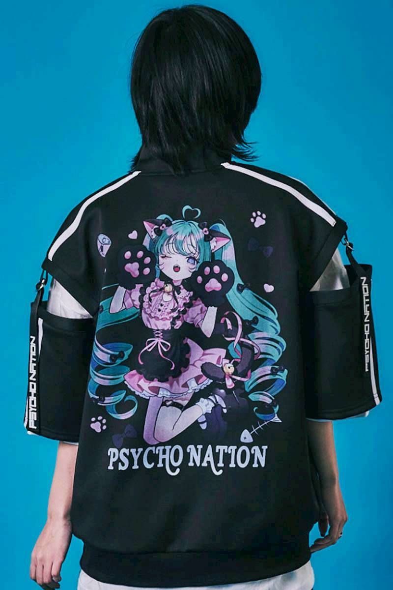 サイコネーション　寝田ルネコラボトラックジャケット　ジャージ　地雷系量産型 ☆【PSYCHO🔯NATION/サイコネーション x 寝田ルネ コラボ メイド