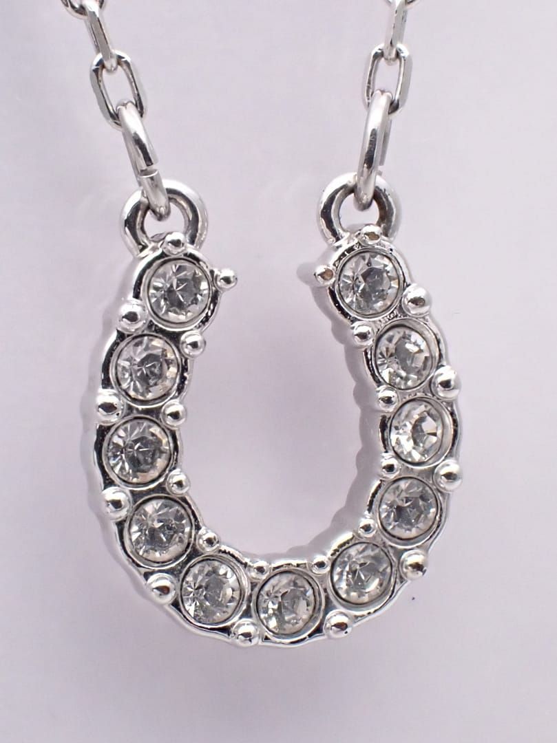 SWAROVSKI スワロフスキー 馬蹄ペンダント ネックレス シルバーメタル
