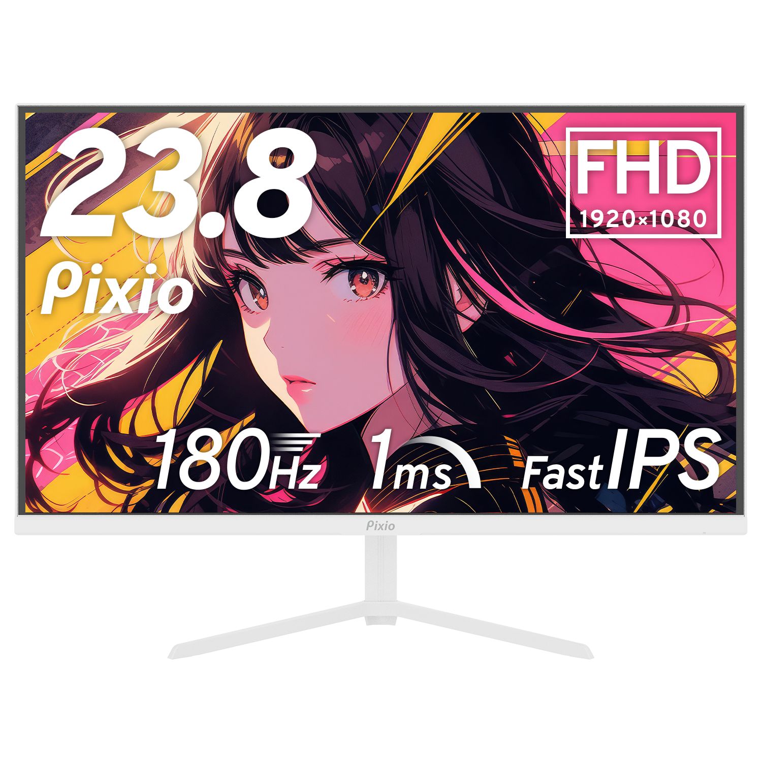 ディスプレイ・モニター 【美品】Pixio PX248 Prime Plus White ゲーミングモニター PX248PPWH 23.8インチ ホワイト