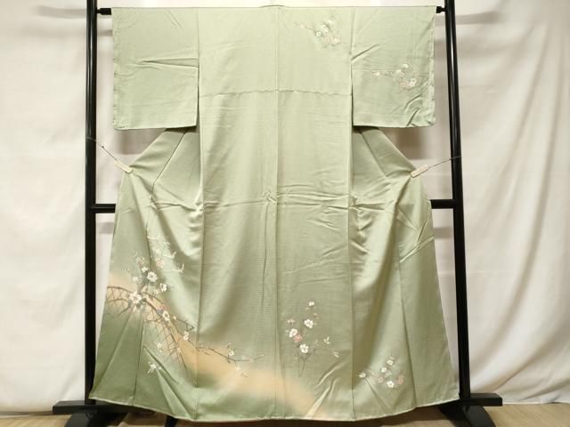 平和屋着物■訪問着　地紙重ね白鷺枝花文　暈し染め　正絹　逸品　CABF4239ev 平和屋着物□訪問着 地紙重ね白鷺枝花文 暈し染め 正絹 逸品