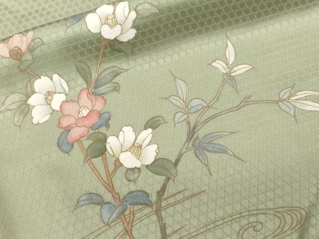 平和屋着物□訪問着 飛鶴籬枝花文 暈し染め 金彩 正絹 逸品 CABF9293ev