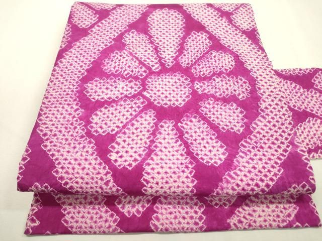平和屋着物●アンティーク　大正ロマン　九寸名古屋帯　総絞り　立涌花文　正絹　逸品　DABD5836fe