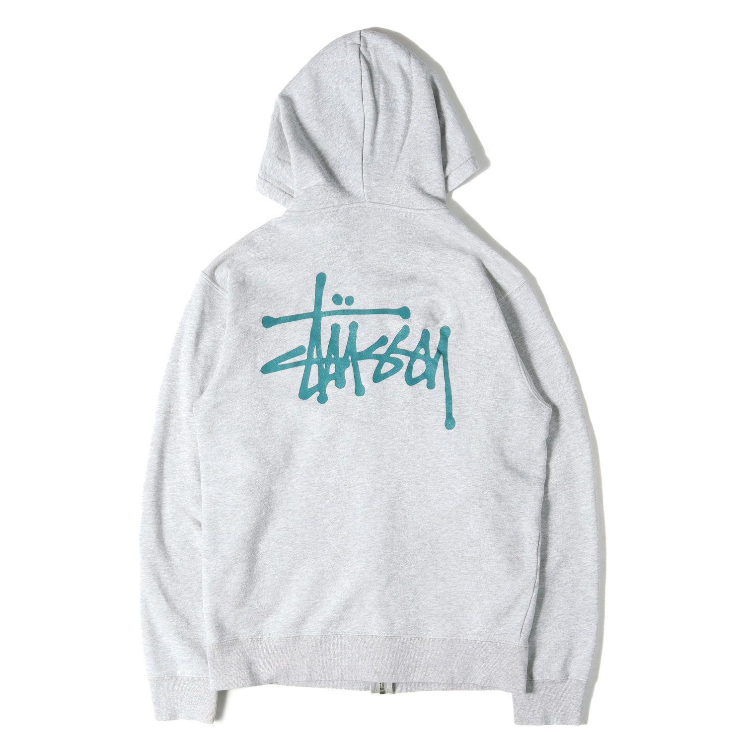 STUSSY ステューシー パーカー ヘザーグレー サイズ:M | ストックロゴ 