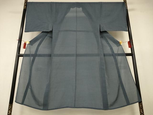 平和屋着物＊夏物　男性　色無地　紗　錆鼠色　正絹　逸品　AABH9506jd