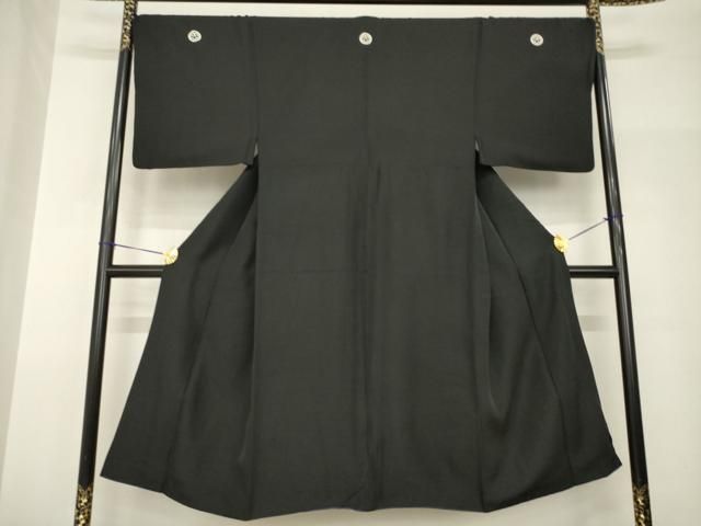 平和屋着物●男性　黒紋付　正絹　逸品　AABH9927ck