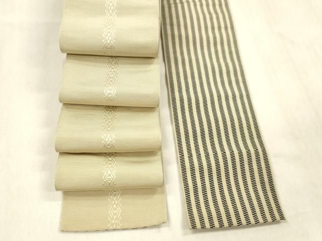 平和屋着物●男性　本場筑前博多織　両面　角帯　献上　間道　正絹　逸品　DABE6272cm