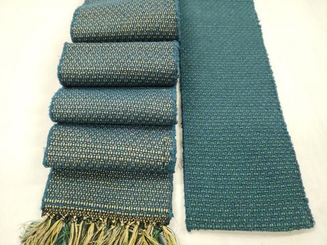 平和屋着物●男性　本場筑前博多織　両面　角帯　抽象文様　正絹　逸品　DABE6170cm
