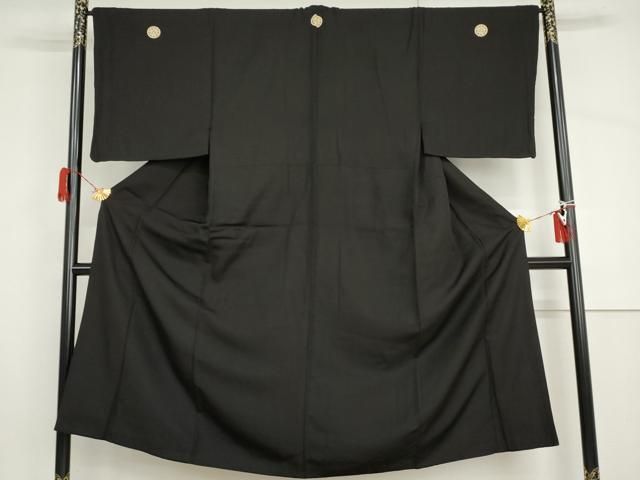 平和屋着物●男性　黒紋付　正絹　逸品　AABH8950cs
