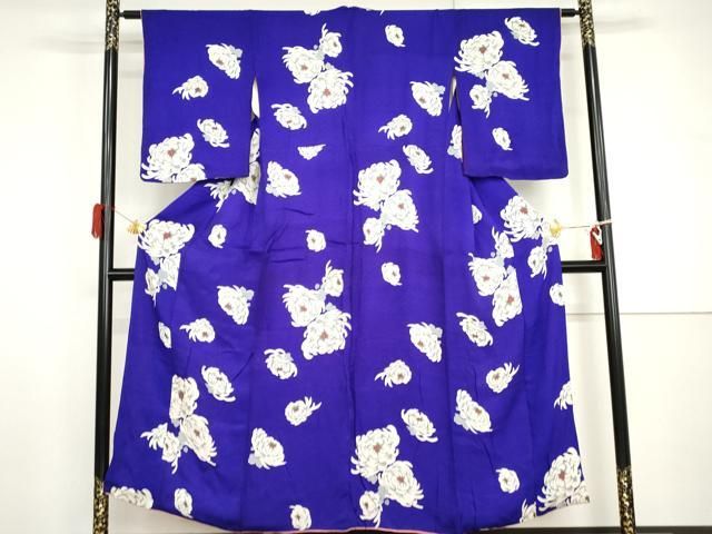 平和屋着物●アンティーク　大正ロマン　小紋　菊　正絹　逸品　AABH8970cs