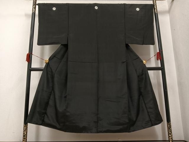 平和屋着物●男性　黒紋付　正絹　逸品　AABH9683ph
