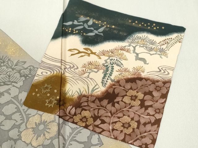 平和屋着物●上質な小紋　色紙花鳥唐草文　金彩　正絹　逸品　CABE2826yc 平和屋着物○上質な小紋 色紙花鳥唐草文 金彩 正絹 逸品 CABE2826yc