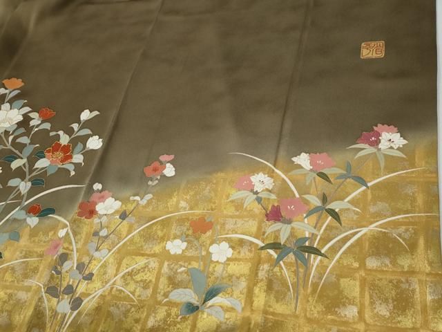 平和屋着物●金彩友禅作家　金彩の魔術師　堀省平　金煌織　黒留袖　花遊禅　唐獅子地紙花文　本金箔　正絹　逸品　CABB6279ut 楽天市場】堀 省 平 着物の通販