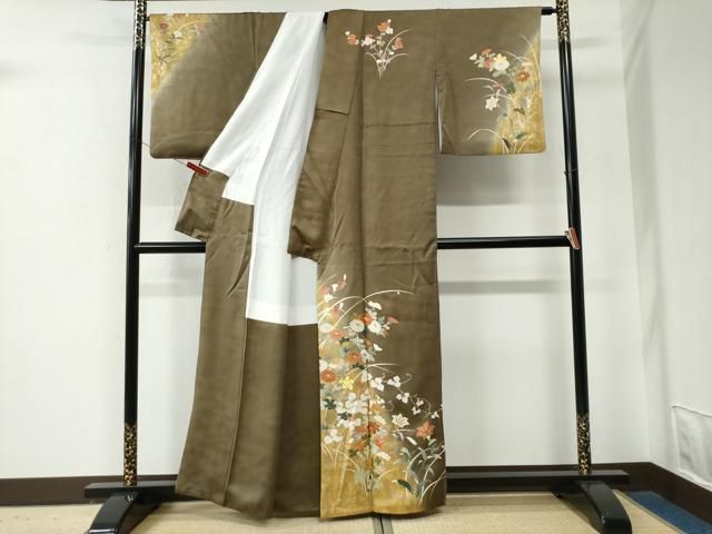 平和屋着物●金彩友禅作家 金彩の魔術師 堀省平 金煌織 訪問着 刺繍 鳳凰花丸文 暈し染め 金糸 金銀彩 本金使用 正絹 逸品 AABF5276cs 平和屋着物○金彩友禅作家 金彩の魔術師 堀省平 金煌織 訪問着 草花文