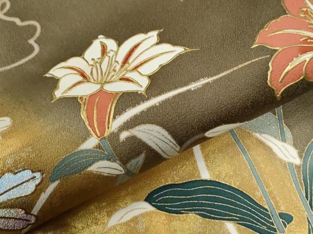 平和屋着物○金彩友禅作家 金彩の魔術師 堀省平 金煌織 訪問着 草花文