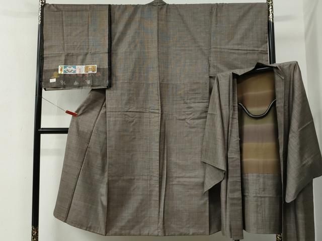 平和屋着物●男性　本場大島紬　アンサンブル　泥染め　160亀甲　総詰め　押田兼徳作　証紙付き　正絹　逸品　CABE2767yc 49,140円