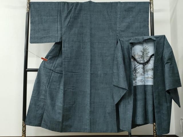 平和屋着物●男性　紬　アンサンブル　霞文　正絹　逸品　CABE2769yc