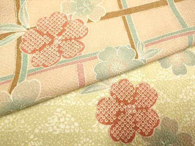 平和屋着物▽上質な小紋　単衣　舞桜文　金通し地　正絹　逸品　DAAV9862sf 平和屋着物□上質な小紋 舞花文 蛍暈し 正絹 逸品 DABD6054du : 平和屋