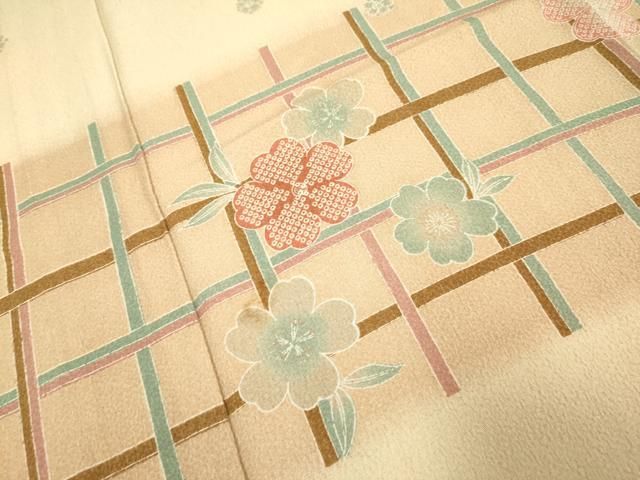 平和屋着物●極上　両面　半幅帯　舞桜　網目花文　逸品　DZAB4535kh6 平和屋着物○豪華振袖 駒刺繍 舞桜文 金彩 京都きもの友禅扱い 正絹