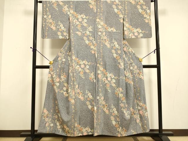 平和屋着物▽上質な小紋 単衣 辻が花 金彩 正絹 逸品 DABD6472du