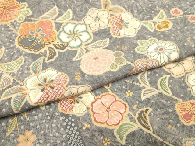 平和屋着物●上質な小紋　辻が花　絞り　金彩　正絹　逸品　AABF6937ph 平和屋着物▽上質な小紋 単衣 辻が花 金彩 正絹 逸品 DABD6472du