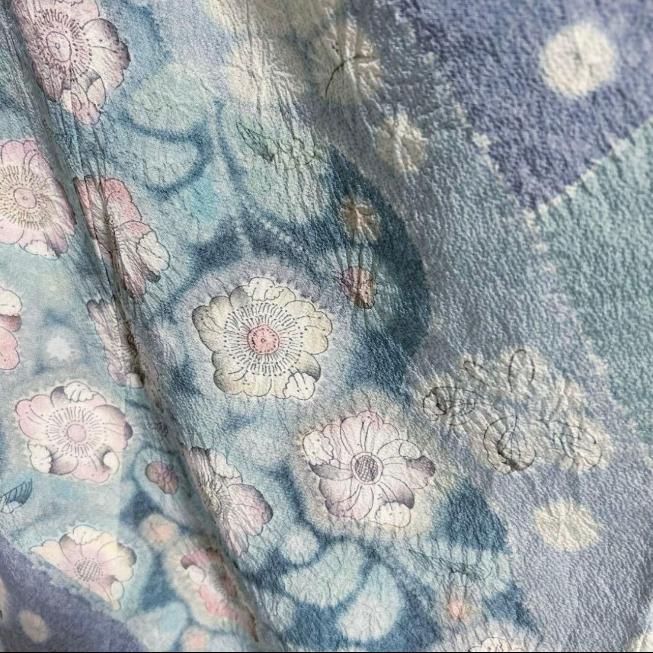 超逸品 作家物 辻ヶ花訪問着フルセット 青藤色 未使用級 正絹 たとう紙 
