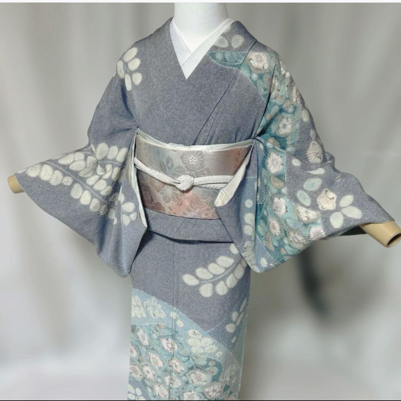 超逸品 作家物 辻ヶ花訪問着フルセット 青藤色 未使用級 正絹 たとう紙 