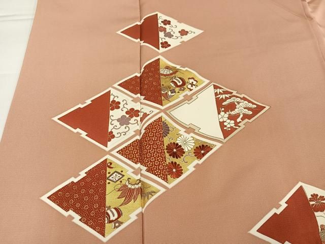 平和屋着物●訪問着　友禅　駒刺繍　松竹梅　風景籬文　暈し染め　金彩　松坂屋扱い　正絹　逸品　AABG4862ph 平和屋着物○訪問着 友禅 刺繍 松竹梅宝尽くし 金彩 正絹 逸品