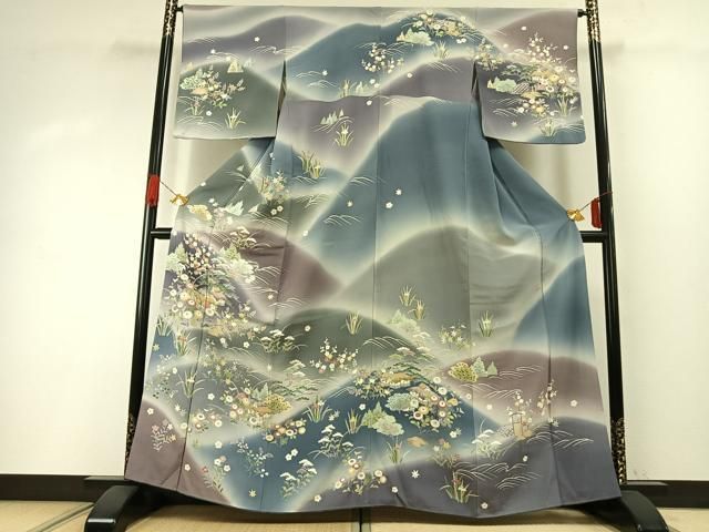 平和屋着物●訪問着　友禅　茶屋辻文様　暈し染め　金彩　正絹　逸品　AABH0655fy 平和屋着物○訪問着 友禅 茶屋辻文様 暈し染め 金彩 正絹 逸品