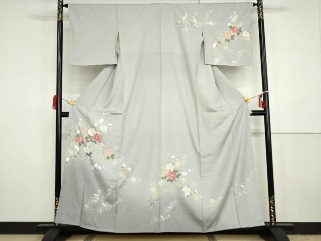 平和屋着物●訪問着　友禅　作家物　立波枝花文　暈し染め　金彩　正絹　逸品　AABG0362cs 平和屋着物○訪問着 友禅 枝花文 暈し染め 正絹 逸品 未使用