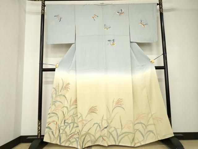 平和屋着物●ファッションデザイナー　コシノアヤコ　訪問着　刺繍　草花文　蛍暈し　金糸　正絹　逸品　DABB0662ud 平和屋着物○ファッションデザイナー コシノアヤコ 訪問着 総刺繍 舞桜