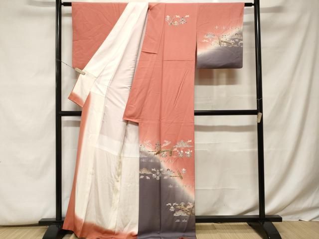 平和屋着物●訪問着　陶器草花文　暈し染め　金彩　正絹　逸品　未使用　AABF9600ph 平和屋着物○訪問着 草花文 暈し染め 金彩 正絹 逸品 AABI0600ph