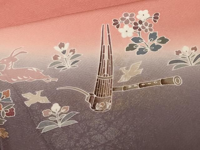 平和屋着物●訪問着　陶器草花文　暈し染め　金彩　正絹　逸品　未使用　AABF9600ph 平和屋着物○訪問着 草花文 暈し染め 金彩 正絹 逸品 AABI0600ph