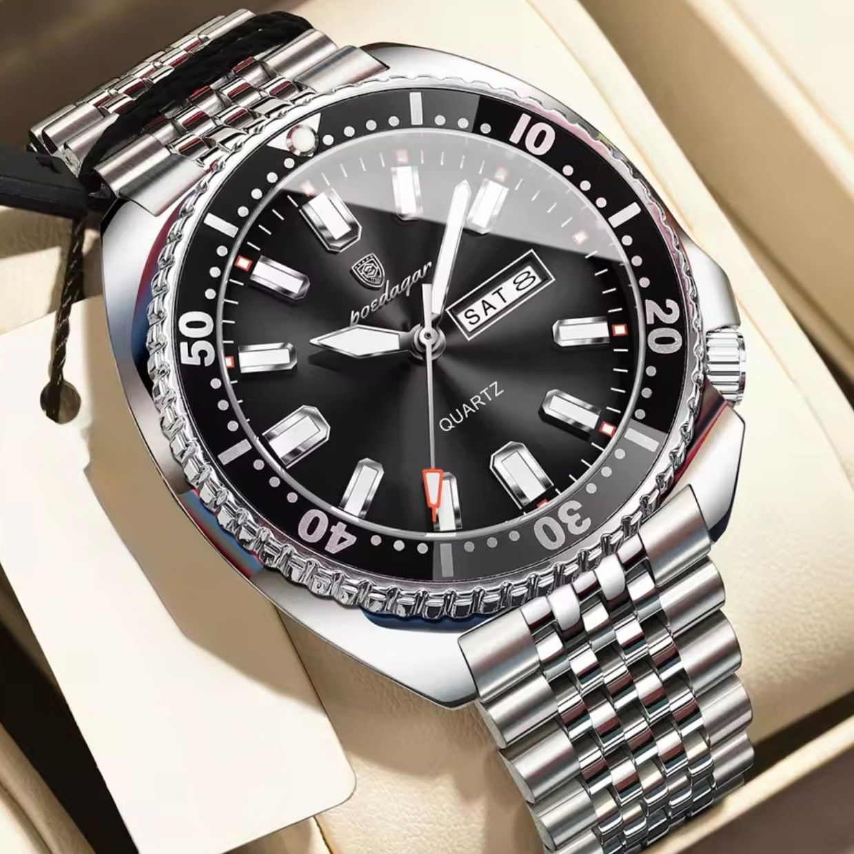 新品 POEDAGAR オマージュウォッチ ステンレスストラップ メンズ腕時計 