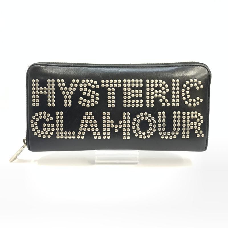 中古】HYSTERIC GLAMOUR ロゴスタッズジップウォレット ブラック[92