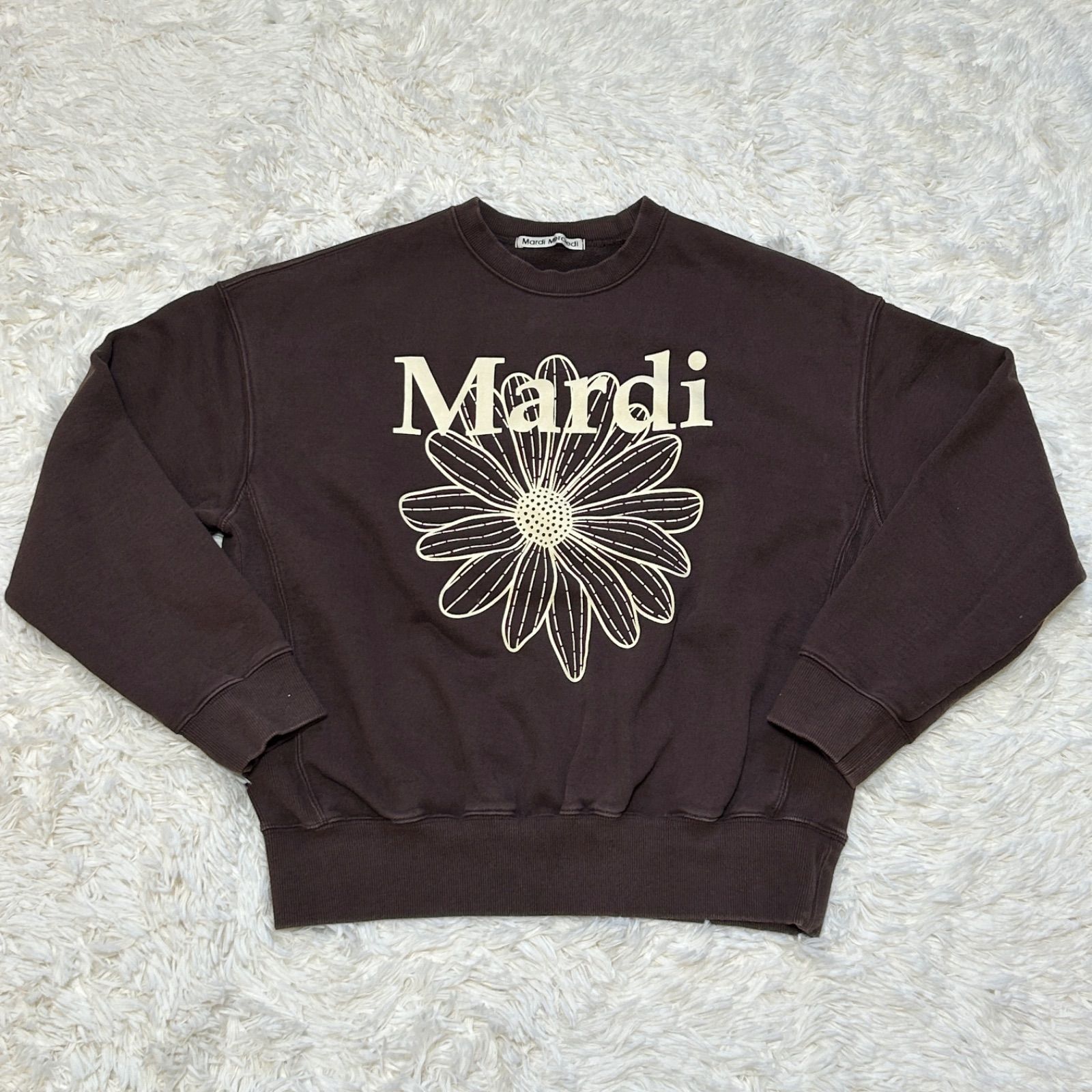 古着 Mardi Mercredi マルディメクルディ ブラウン プリントロゴ 
