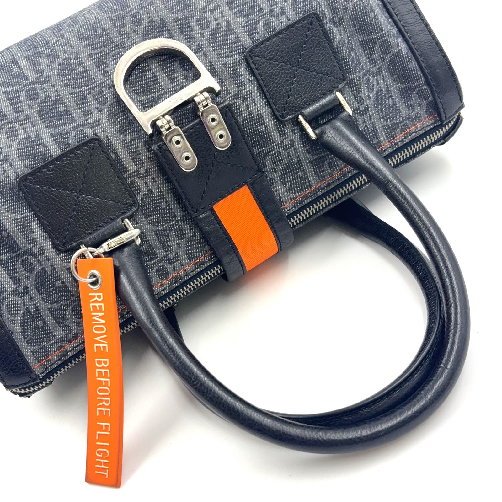 Christian Dior フライトライントロッター レザー×デニム グレー