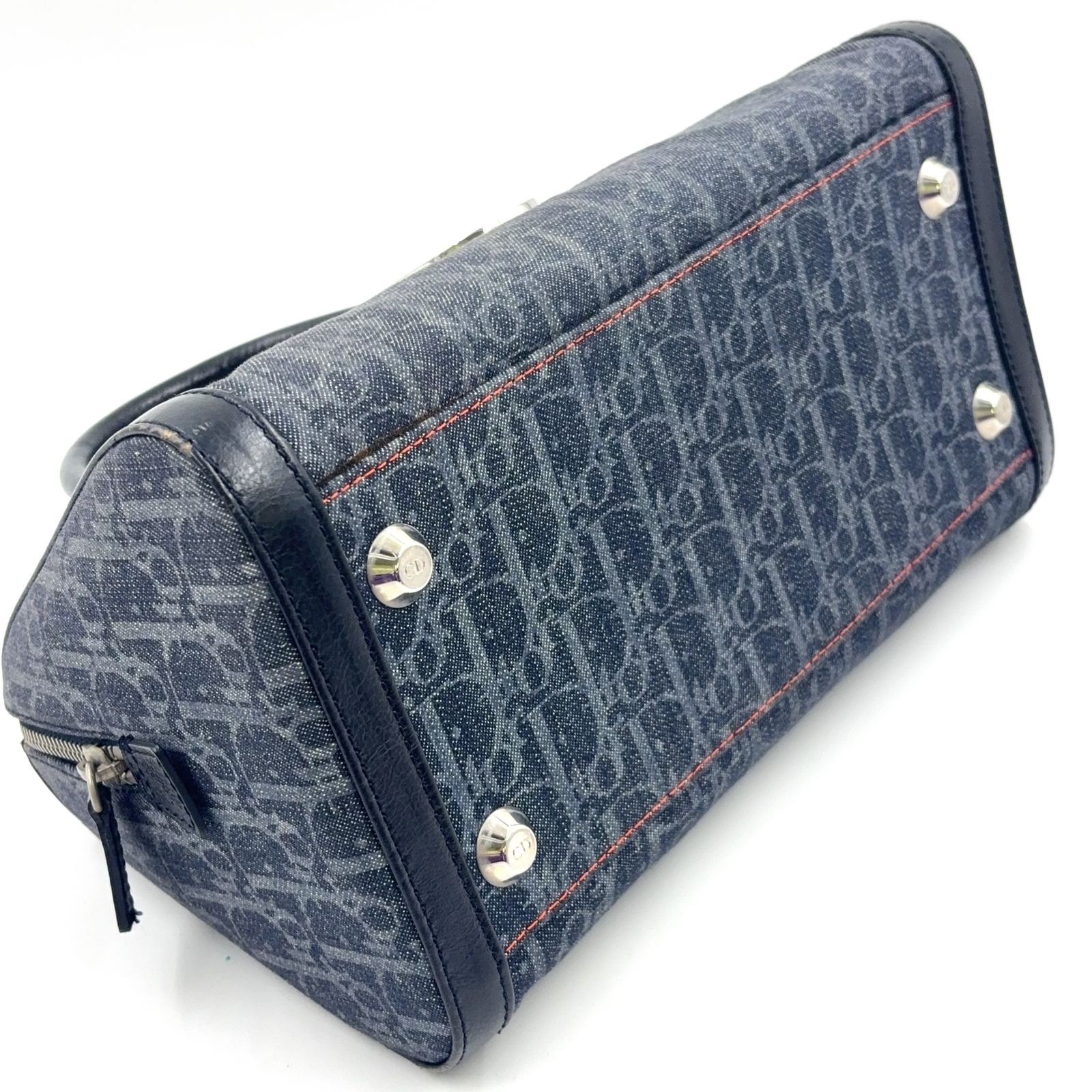 Christian Dior フライトライントロッター レザー×デニム グレー