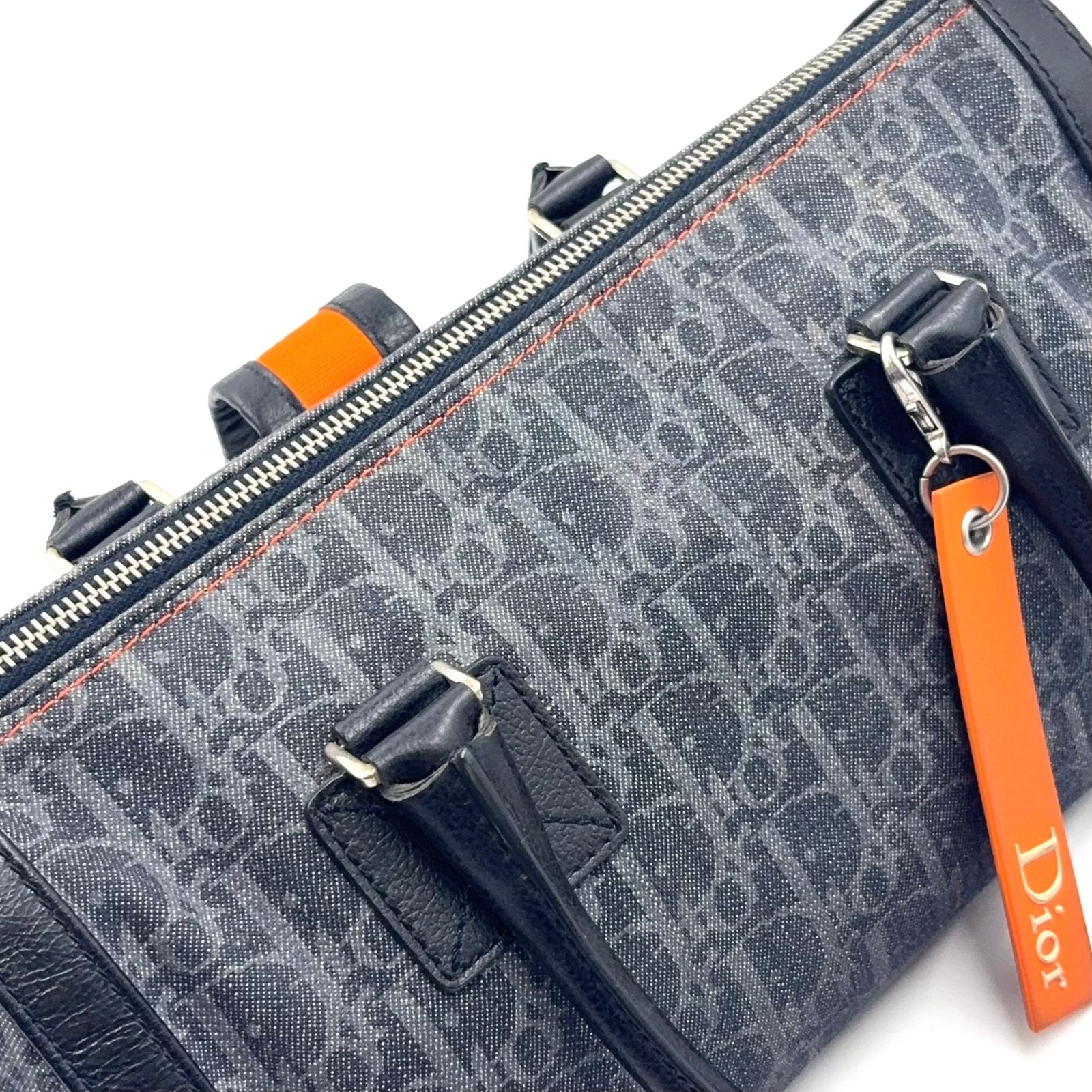 Christian Dior フライトライントロッター レザー×デニム グレー