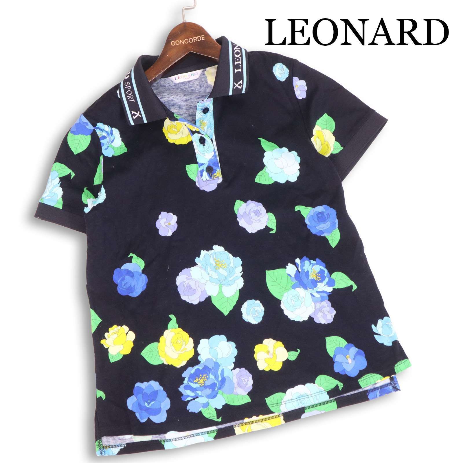セール中！⭐️美品⭐️LEONARD sport 半袖ポロシャツ４０　ブラック　花柄 レオナール LEONARD SPORT ポロシャツ 半袖 速乾 トップス 44 - メルカリ