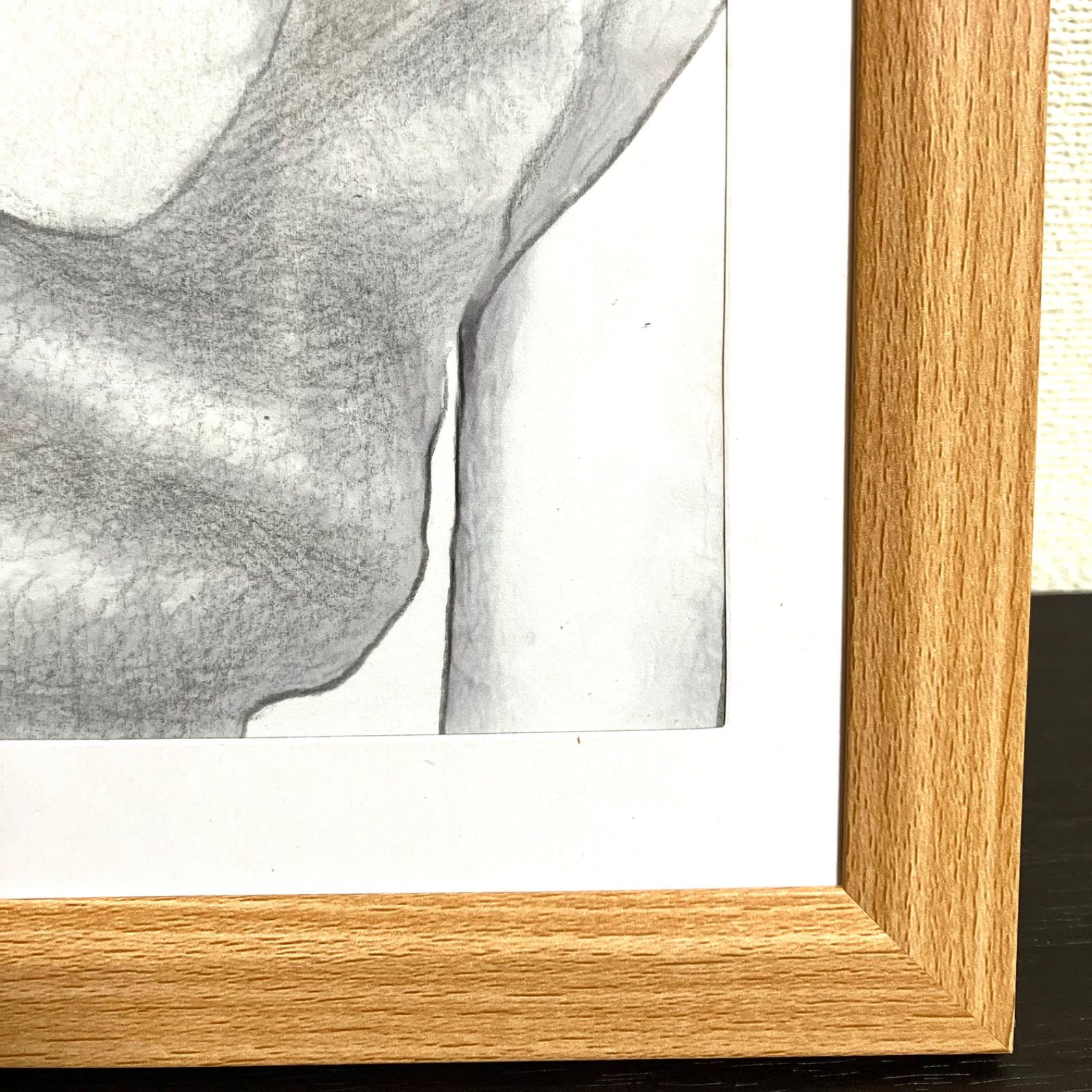 女優画14 額装品 額縁寸法33cm×24cm パステル、ペン、鉛筆画 定款付