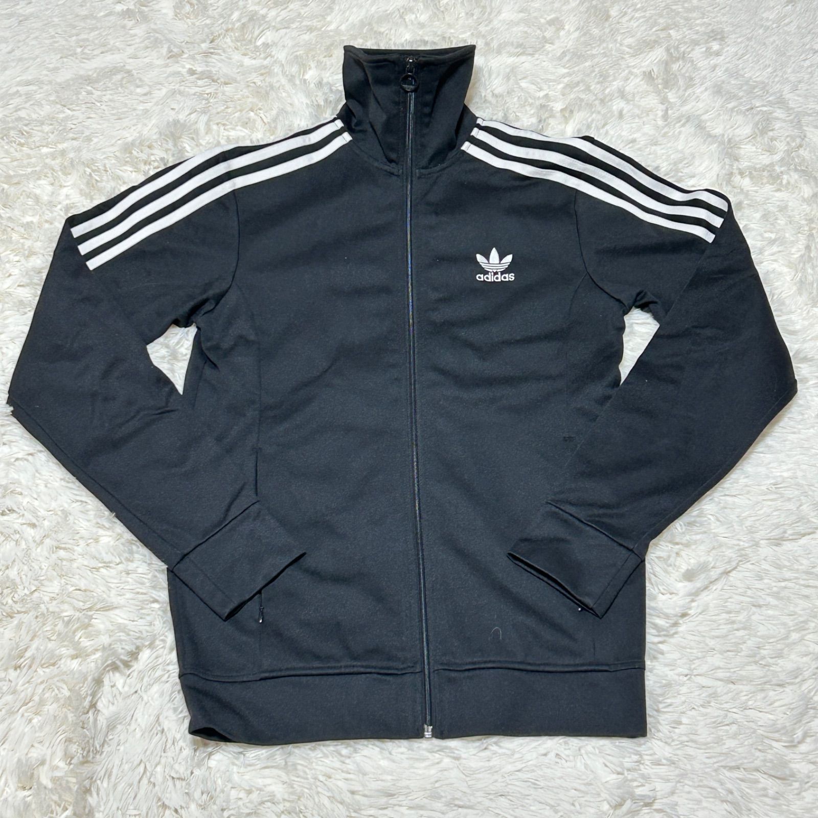 古着 adidas アディダス ブラック トラックジャケット ファイヤー 