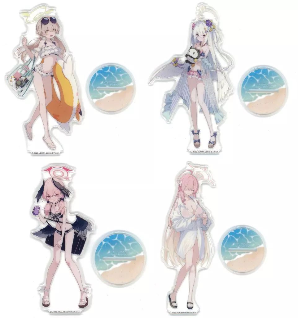 中古アクリルスタンド・アクリルパネル 全4種セット 描き下ろしアクリルスタンド 水着ver. 「ブルーアーカイブ」