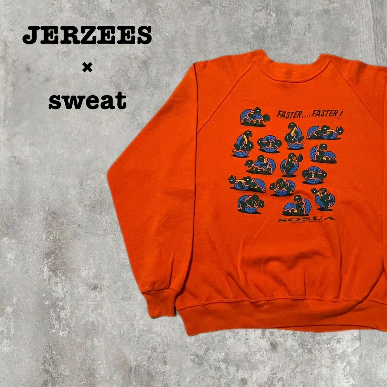 90s JERZEES スウェット 2XL オレンジ 亀 アニマル SOSUA ドミニカ 