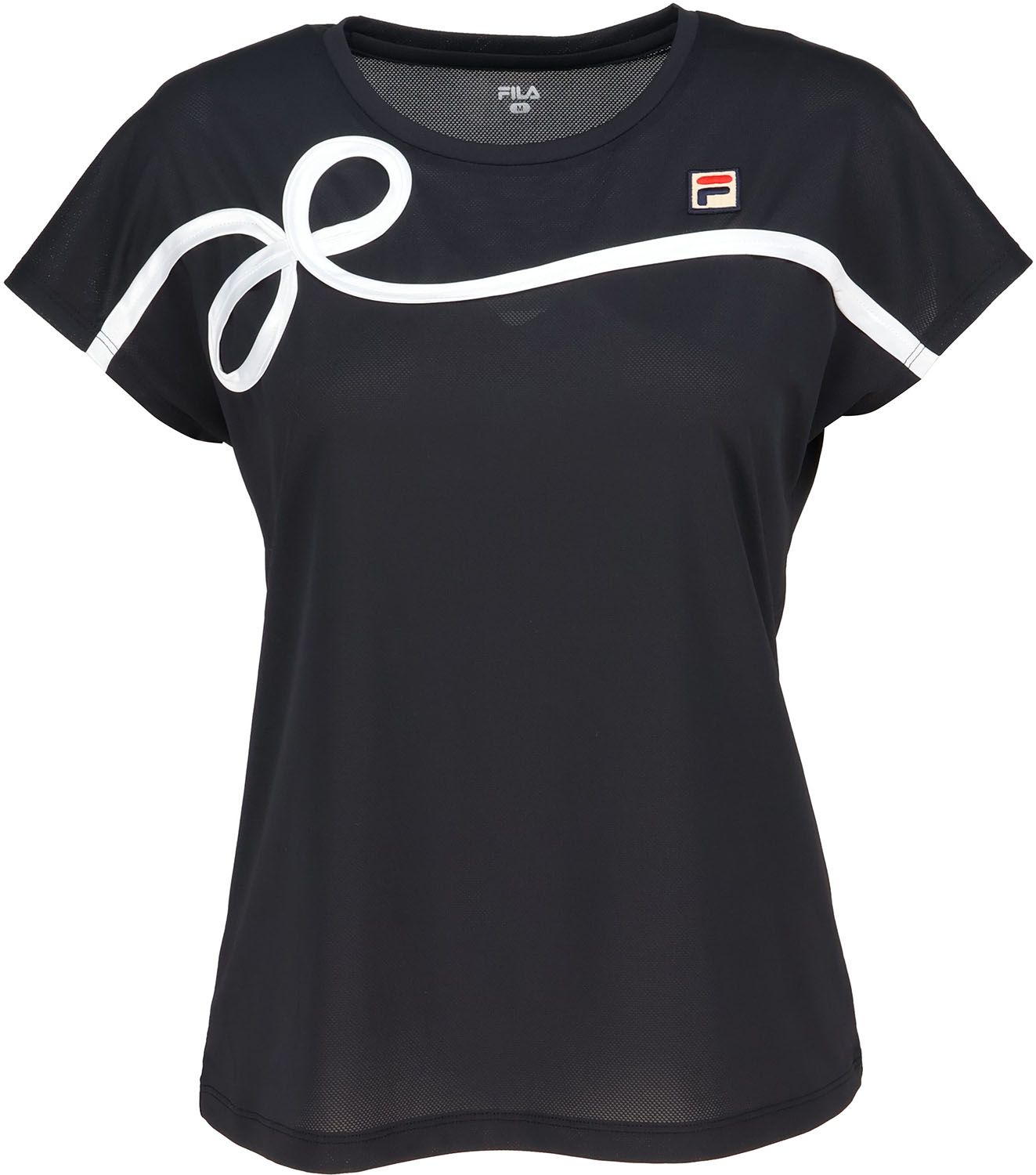 フィラ FILA テニス ゲームシャツ テニスウェア トップス 半袖 レディース ウィメンズ 女性 吸水速乾 UVカット ストレッチ メッシュ リボン 刺繍 紫外線対策 上質 春夏 部活 CZ6SGW061 BN0 ブラウン