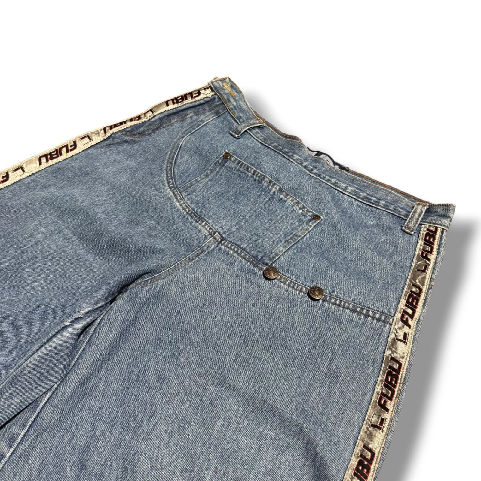 FUBU デニムパンツ W32 バギー サイドロゴ Y2K ストリート ワイド