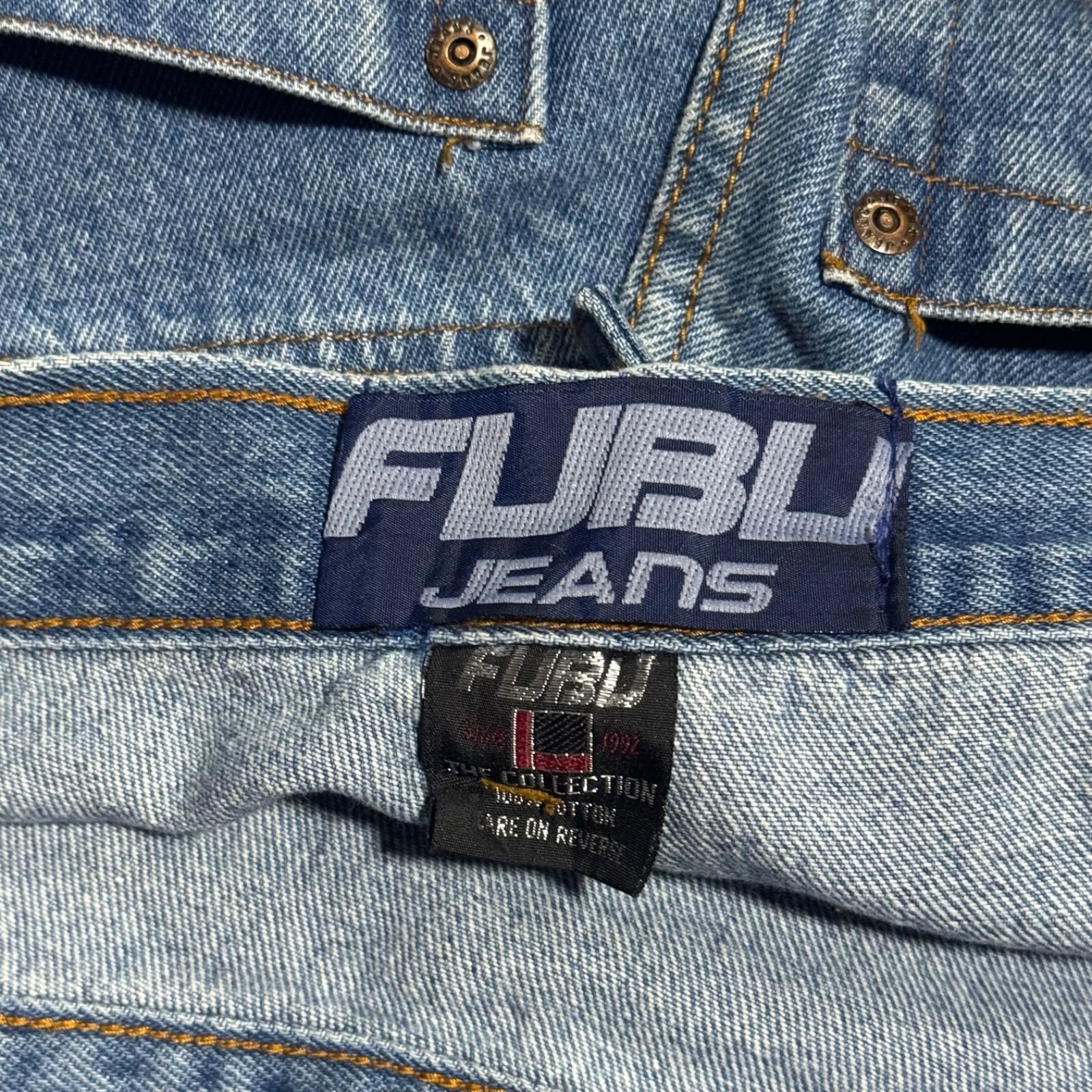 FUBU デニムパンツ W32 バギー サイドロゴ Y2K ストリート ワイド